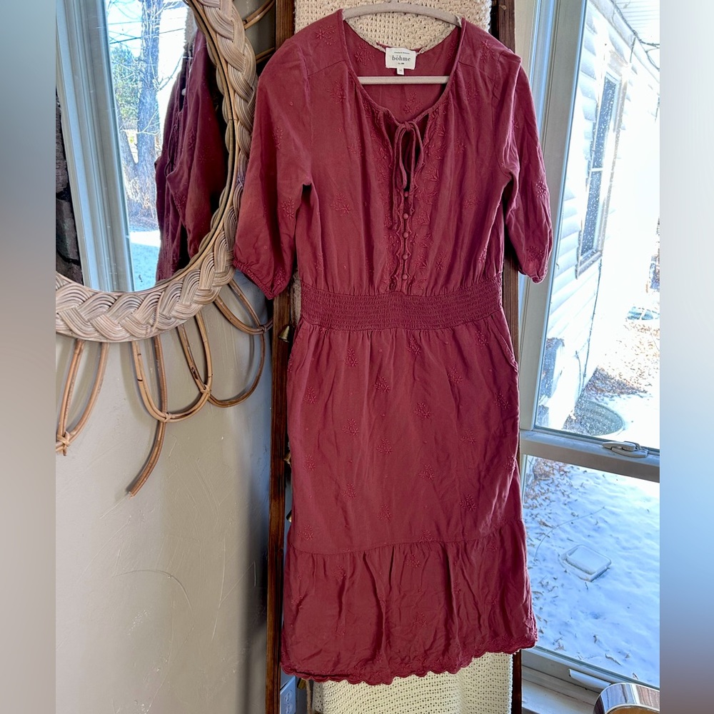 Bohme Boho Dress rust lace midi dress